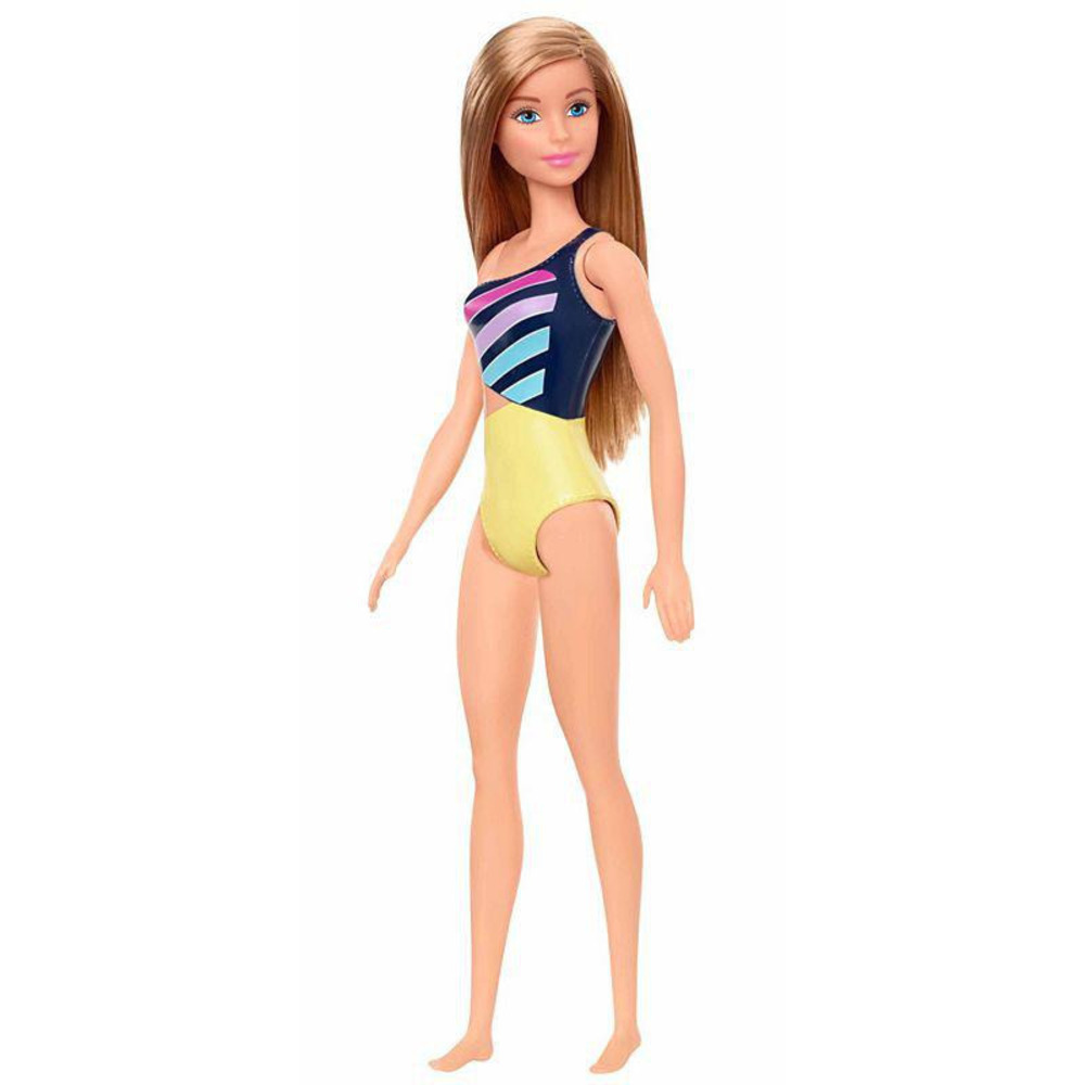New in Box-Mattel-Barbie Doll with Blonde Hair Wearing Striped Swimsuit